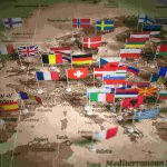 European Union map with flags of countries. Europe. 3d illustration